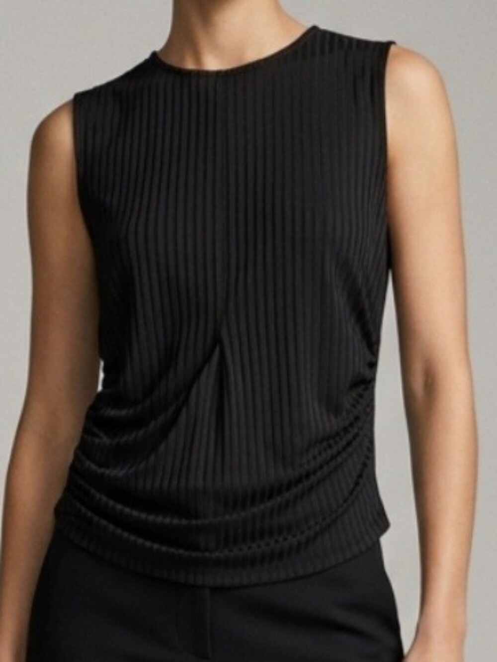 Zara Black Ribbed Sleeveless Tank Top